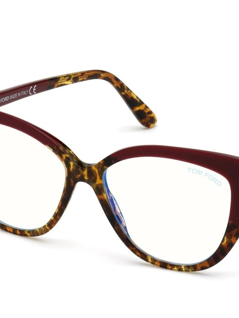 NEW TOM FORD TF5673-B 056 BURGUNDY VINTAGE LEOPARD AUTHENTIC EYEGLASSES FRAME - Picture 3 of 9